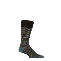 Mens 1 Pair Pantherella Atolla Organic Cotton Striped Socks Black 7.5-9.5 Mens