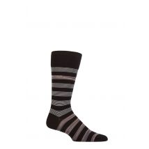 Mens 1 Pair Pantherella Rubra Block Stripe Organic Cotton Socks Black 10-12 Mens