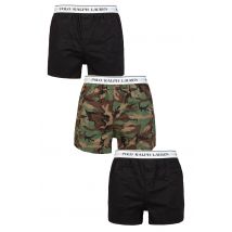 Mens 3 Pair Ralph Lauren Stretch Cotton Slim Fit Boxers Black / Camo / Black S