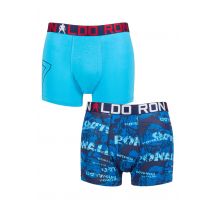 Boys 2 Pack CR7 Cotton Boxer Shorts Solid Aquarius/Print 7-9 Years