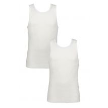Mens 2 Pack Glenmuir 100% Combed Cotton Vest White S