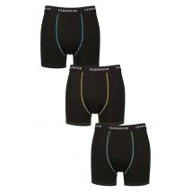 Mens 3 Pack Glenmuir Sports Performance Trunks Black Blue / Orange / Teal L