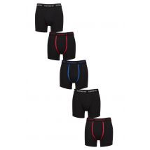 Mens 5 Pack Glenmuir Cotton and Bamboo Blend Boxers Black Red / White / Blue XL