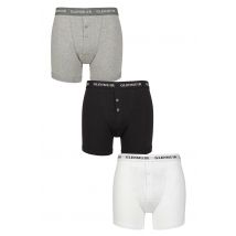 Mens 3 Pack Glenmuir William Button Front Cotton Boxer Shorts Assorted M