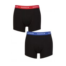 Mens 2 Pack Glenmuir Cotton and Modal Blend Trunks Black / Blue / Red XL