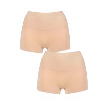 Women's 2 Pack Ambra Seamless Smoothies Shorties Rose Beige UK 12-14