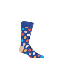 Mens and Women's 1 Pair Happy Socks Big Dot Combed Cotton Socks Bright Blue 4-7 Unisex