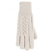 Women's 1 Pair SOCKSHOP Heat Holders Willow Cable Gloves Cream S/M