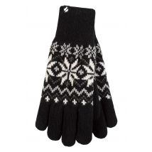 Women's 1 Pack SOCKSHOP Heat Holders Avens Patterned Gloves Black S/M