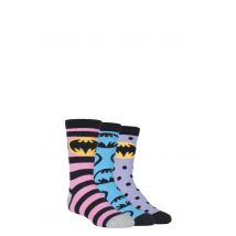 3 Pair Assorted Batman / Batgirl Striped, Spotty and All Over Motif Cotton Socks Girls 12.5-5.5 Kids (8-14 Years) - Film & TV Characters