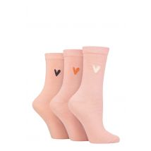 Women's 3 Pair Caroline Gardner Patterned Cotton Socks Pink Heart 4-8 Ladies