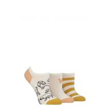 Women's 3 Pair Caroline Gardner Patterned Cotton Trainer Socks Dogs White 4-8