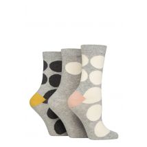 Women's 3 Pair Caroline Gardner Patterned Cotton Socks Large Spots Light Grey 4-8