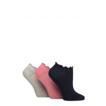 Women's 3 Pair Charnos Organic Cotton Frill Trainer Socks Navy One Size