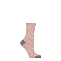 Women's 1 Pair Charnos Mercerised Cotton Heart Scallop Top Socks Blue Mix One Size