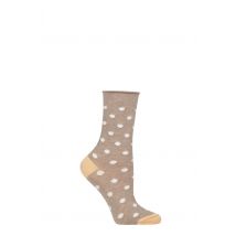 Women's 1 Pair Charnos Mercerised Cotton Spot Roll Top Socks Coral Mix One Size
