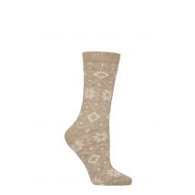 Women's 1 Pair Charnos Cashmere Fairisle Socks Oatmeal One Size
