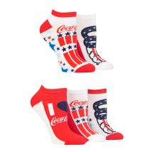 Women's 5 Pair Coca Cola Stars and Stripe Shoe Liner Socks Multi 4-8