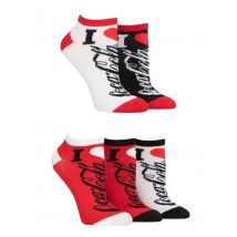 Women's 5 Pair Coca Cola Love Shoe Liner Socks Red / White / Black 4-8