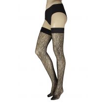 Women's 1 Pair Trasparenze Compass Rose Hold Ups Black L/XL