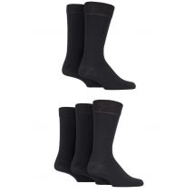 5 Pair Black Classic Everyday Plain Jacquard Cotton Socks Men's 6-11 Mens - Farah