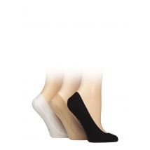 Women's 3 Pair Glenmuir Plain Cotton Shoe Liner Socks Black / Nude / White 4-8 Women's