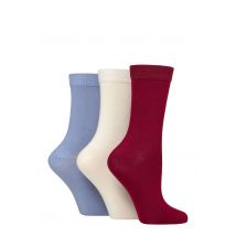 Women's 3 Pair Glenmuir Classic Plain Bamboo Socks Burgundy / Cream / Lilac  4-8