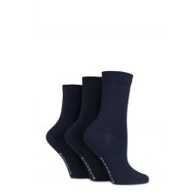 3 Pair Navy Classic Plain Bamboo Socks Ladies 4-8 Ladies - Glenmuir