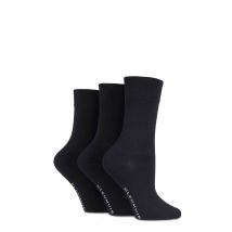 3 Pair Black Comfort Cuff Plain Bamboo Socks Ladies 4-8 Ladies - Glenmuir
