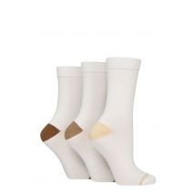 Women's 3 Pair Glenmuir Contrast Heel and Toe Bamboo Socks White / Neutrals 4-8