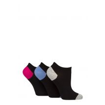 Women's 3 Pair Glenmuir Plain and Patterned Bamboo Secret Socks Black / Grey / Blue / Pink 4-8