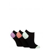 Women's 3 Pair Glenmuir Plain and Patterned Bamboo Secret Socks Black / Mint / Peach / Purple 4-8
