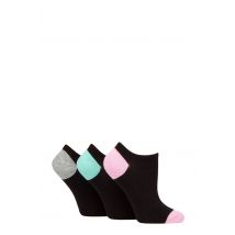 Women's 3 Pair Glenmuir Plain and Patterned Bamboo Secret Socks Black Pink / Mint / Grey 4-8 Ladies