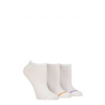 Women's 3 Pair Glenmuir Plain and Patterned Bamboo Secret Socks White / Pink / Orange / Lilac 4-8