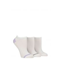 Women's 3 Pair Glenmuir Plain and Patterned Bamboo Secret Socks White / Lilac / Grey / Pink 4-8