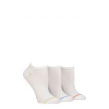 Women's 3 Pair Glenmuir Plain and Patterned Bamboo Secret Socks White / Green / Blue / Orange 4-8