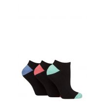 Women's 3 Pair Glenmuir Cushion Bamboo Sports Trainer Socks Black / Green / Red / Blue 4-8
