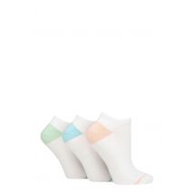 Women's 3 Pair Glenmuir Cushion Bamboo Sports Trainer Socks White Pink / Sage 4-8