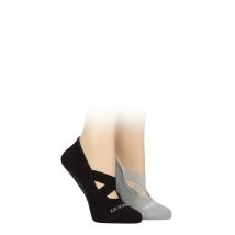 Women's 2 Pair Glenmuir Cushioned Sole Yoga Shoe Liner Socks Black / Light Grey 4-8