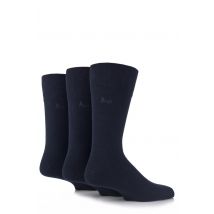 3 Pair Navy Dunvegan Comfort Cuff Plain Cotton Socks Men's 7-11 Mens - Pringle