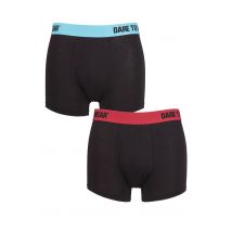 Mens 2 Pack SOCKSHOP Dare To Wear Bamboo Trunks Black Red / Black Turquoise Extra Large