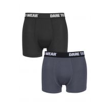 Mens 2 Pack SOCKSHOP Dare To Wear Bamboo Trunks Black / Grey Extra Large