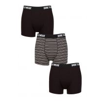 Mens 3 Pack SOCKSHOP Dare to Wear Plain and Striped Bamboo Trunks Stripe Black / Charcoal S
