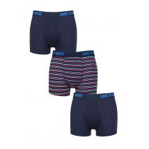 Mens 3 Pack SOCKSHOP Dare to Wear Plain and Striped Bamboo Trunks Stripe Dark Navy M