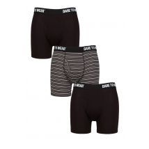 Mens 3 Pack SOCKSHOP Dare to Wear Plain and Striped Bamboo Keyhole Boxers Stripe Black / Charcoal XL