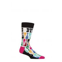 SOCKSHOP Music Collection 1 Pair Bob Dylan Cotton Socks Guitars Black One Size