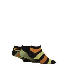 Mens 3 Pair Glenmuir Bamboo Trainer Socks Black / Orange / Green 7-11
