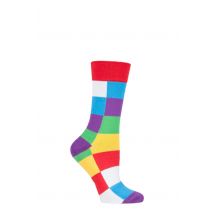 1 Pair Multicoloured Friendship Friday with Elmer Patchwork Bamboo Socks Men's Ladies and Kids 4-8 Ladies - SOCKSHOP