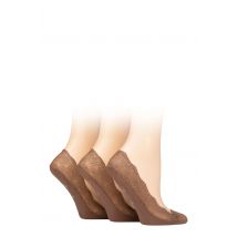 Women's 3 Pair Pringle Lace Shoe Liner Socks Brown 4-8