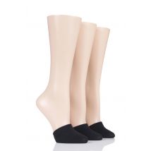 3 Pair Black Rolana Super Hidden Cotton Rich Toe Covers Ladies One Size - Pringle